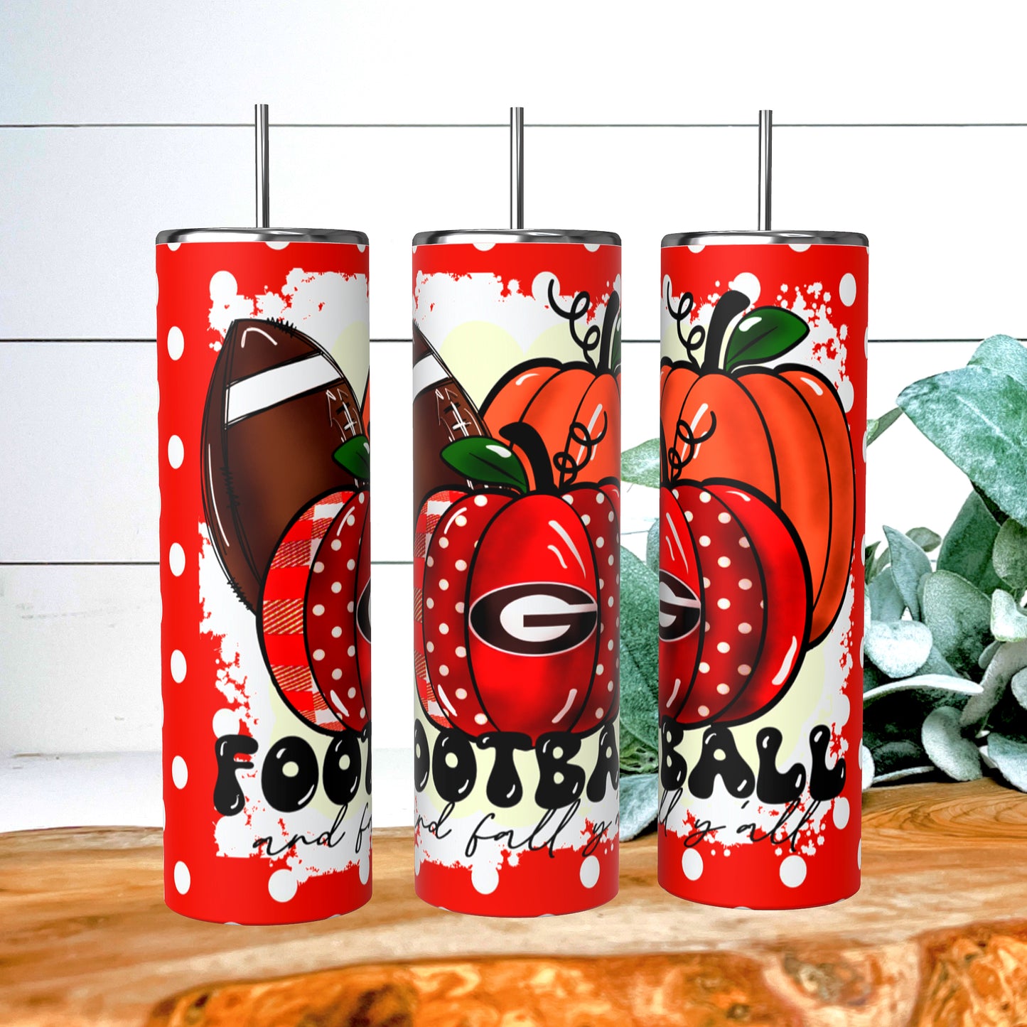 Football & Fall Georgia 20 oz skinny tumbler