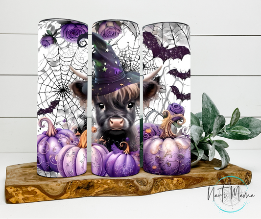 Witchy Highland Cow 20 oz skinny tumbler