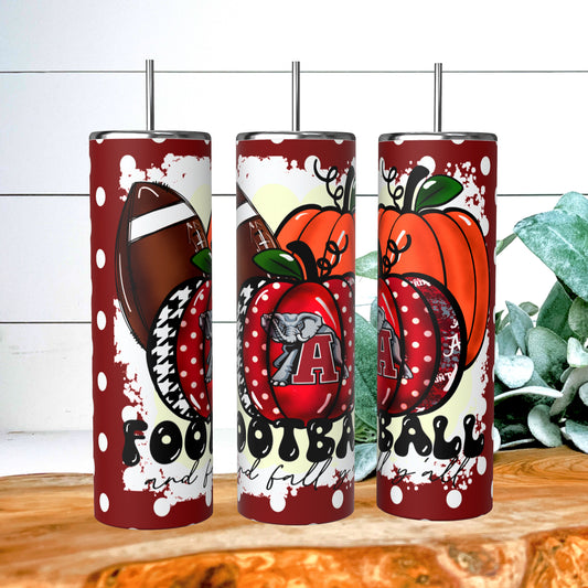 Football & Fall Alabama 20 oz skinny tumbler