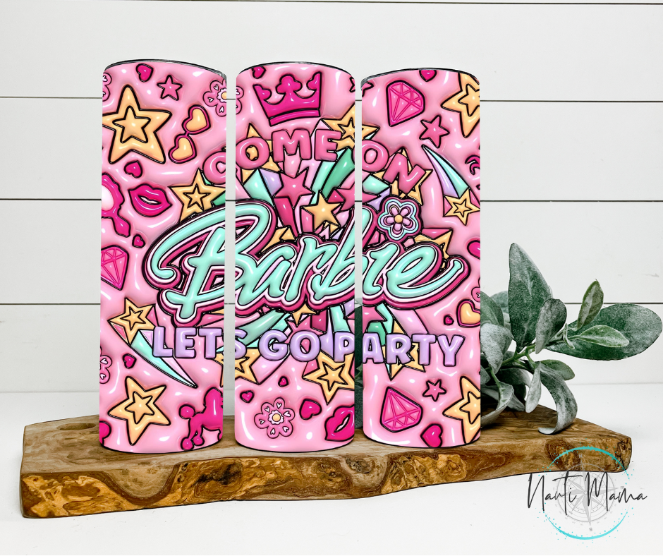 Pink Poodles & Ponytails Party 20 oz skinny tumbler