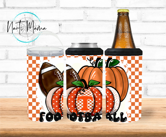 Big T Orange Football and Fall 4/1 Can Cooler