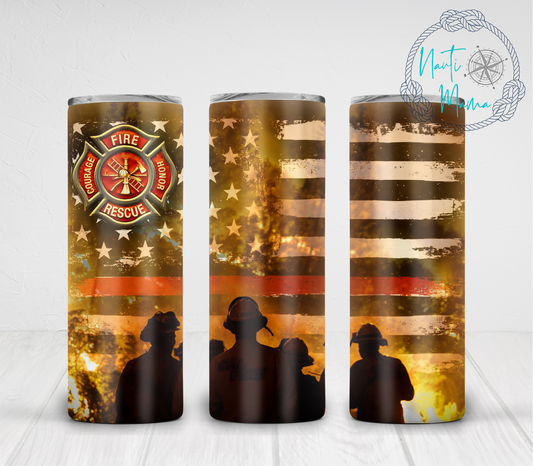 Fire Fighter 20 oz skinny tumbler