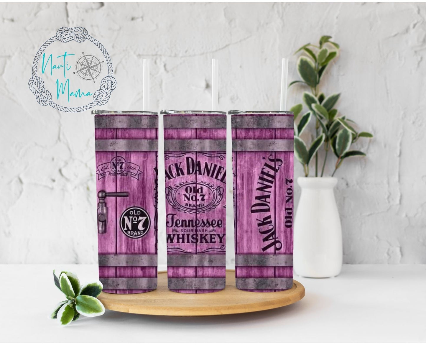 Pink Whiskey Barrel 20 oz skinny tumbler