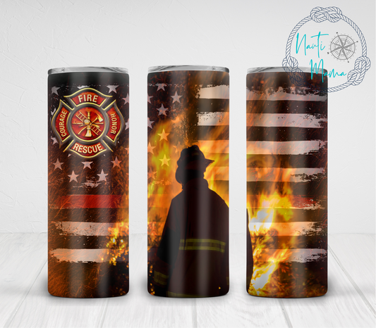 Fire Fighter 20 oz skinny tumbler