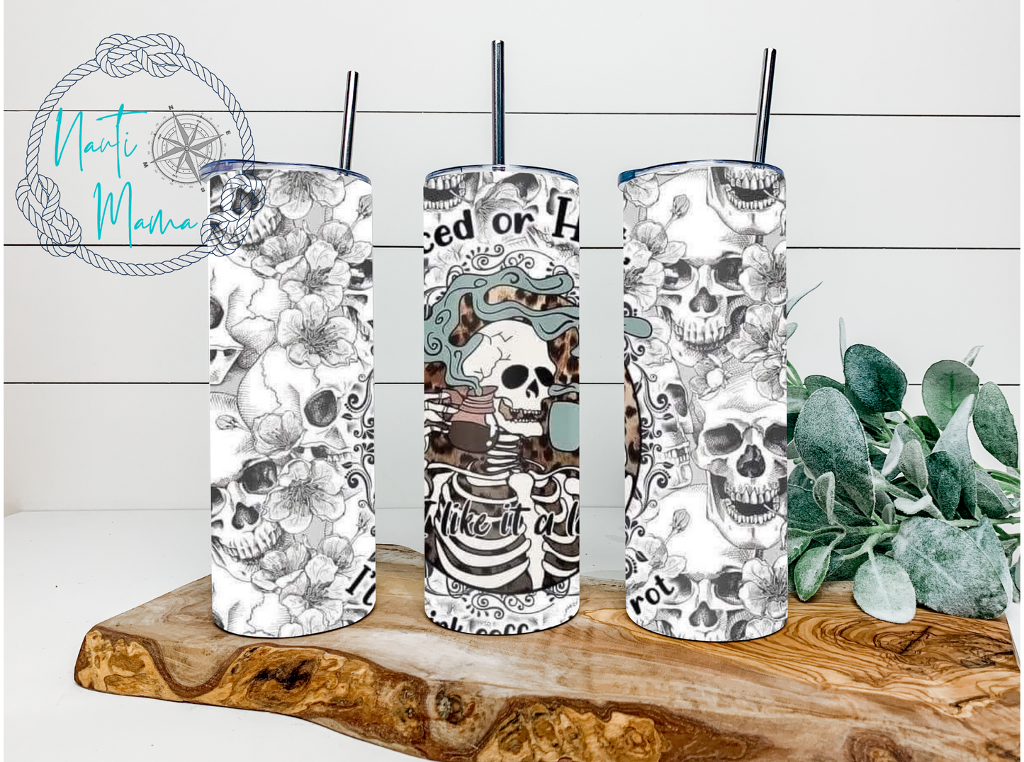 Iced or Hot Skulls 20 oz skinny tumbler