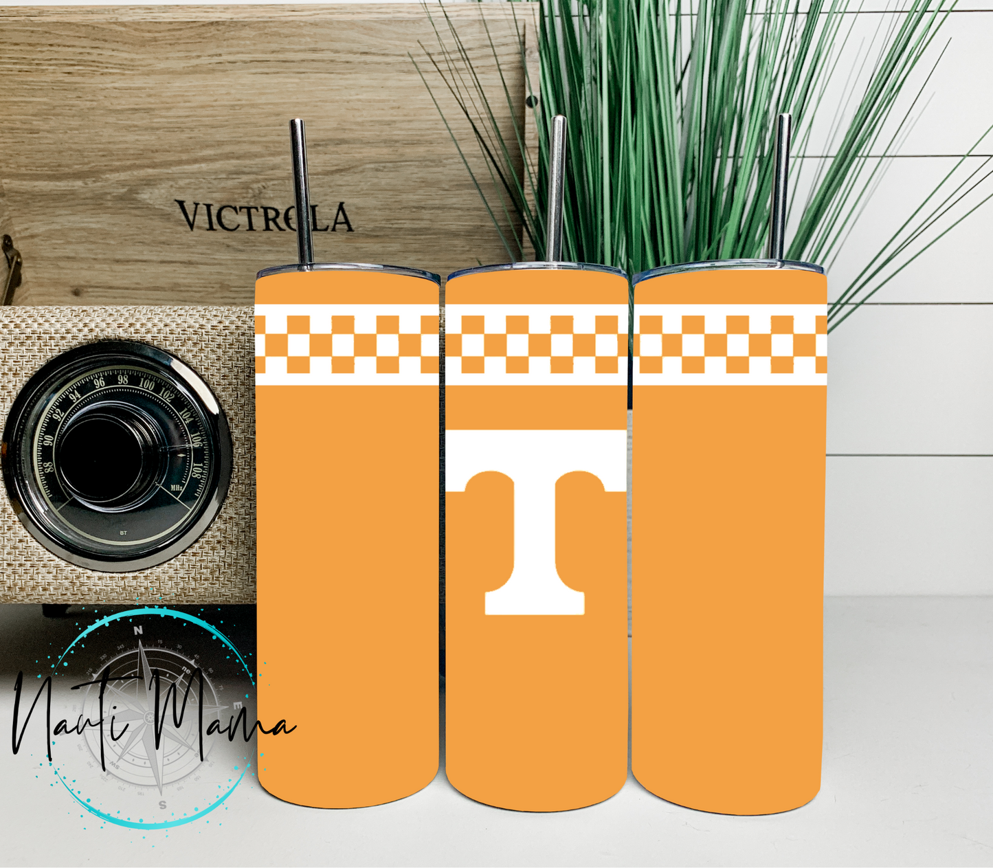 Tennessee Orange Checkered 20 oz skinny tumbler