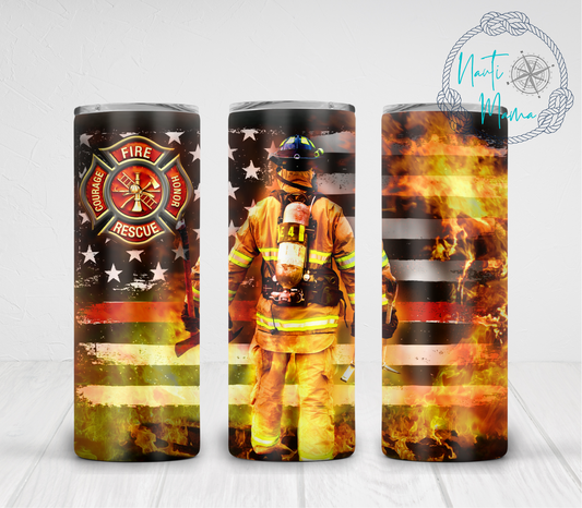 Fire Fighter 20 oz skinny tumbler