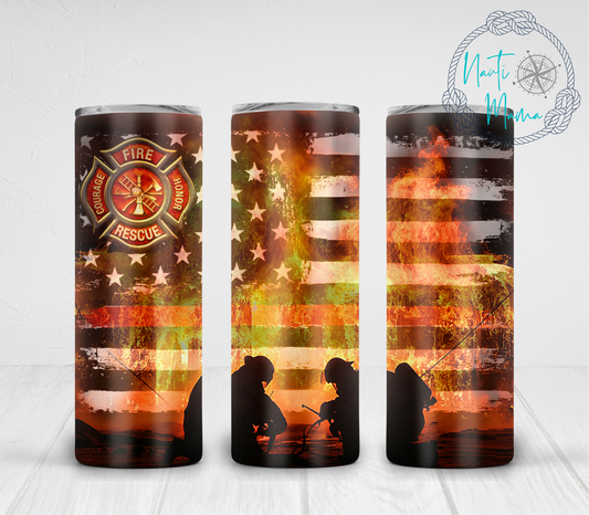 Fire Fighter 20 oz skinny tumbler