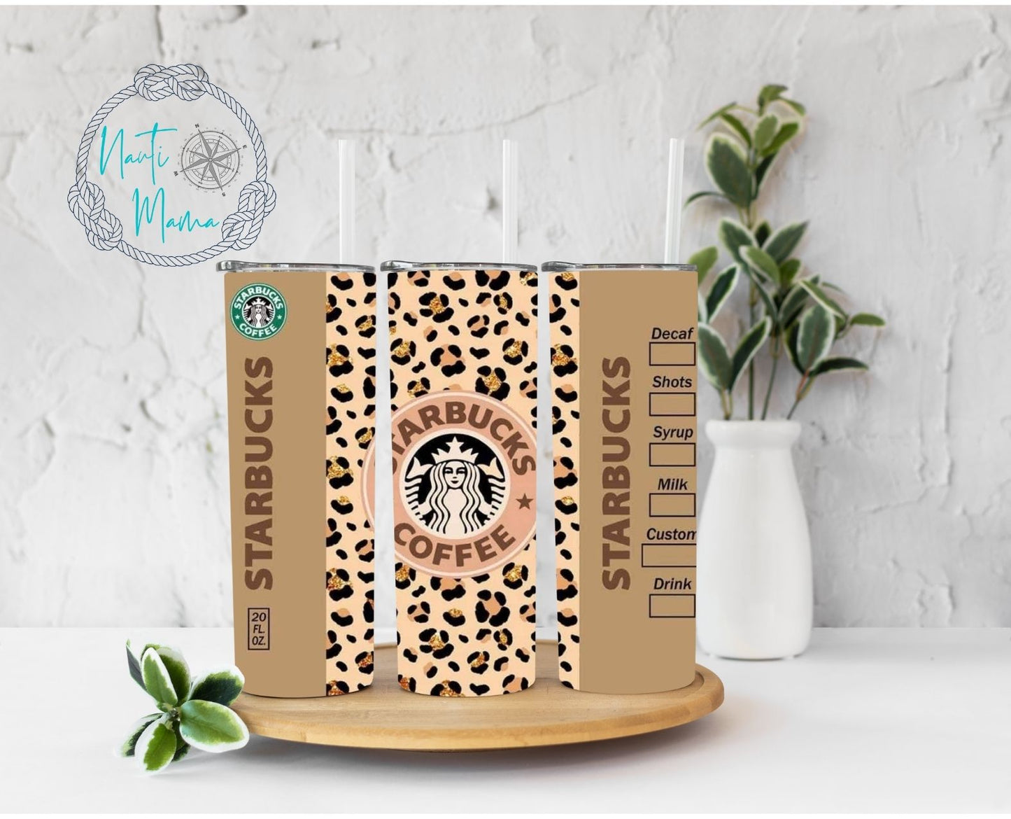 Leopard Coffee 20 oz skinny tumbler