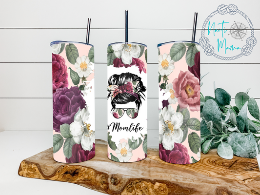 Mom Life 20 oz skinny tumbler