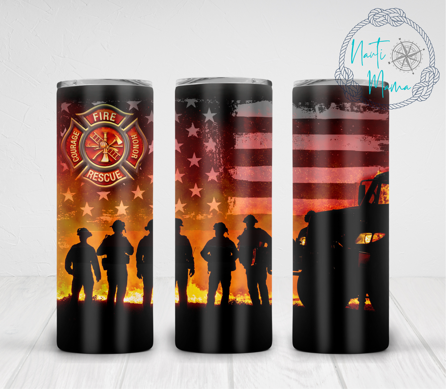 Fire Fighter 20 oz skinny tumbler