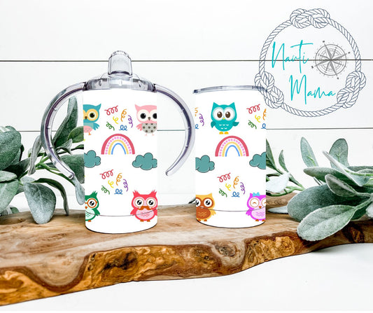 Baby Owls and Rainbows Dual Lid/Transition Cup