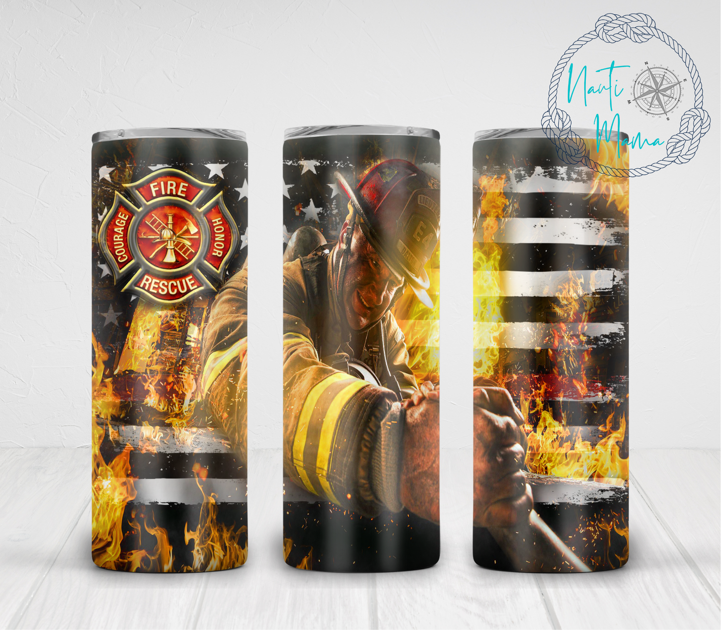 Fire Fighter 20 oz skinny tumbler