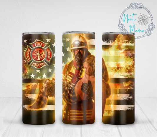 Fire Fighter 20 oz skinny tumbler