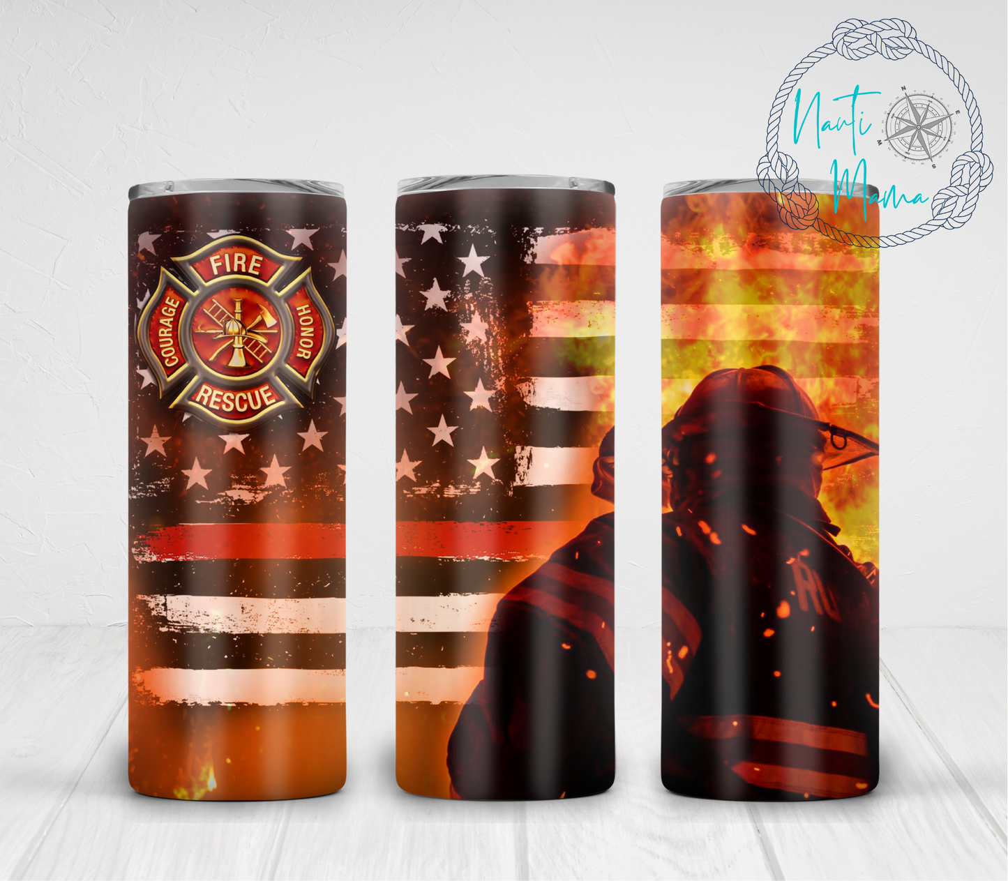 Fire Fighter 20 oz skinny tumbler