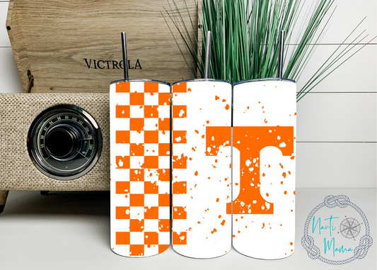 Orange Football Knoxville 20 oz skinny tumbler