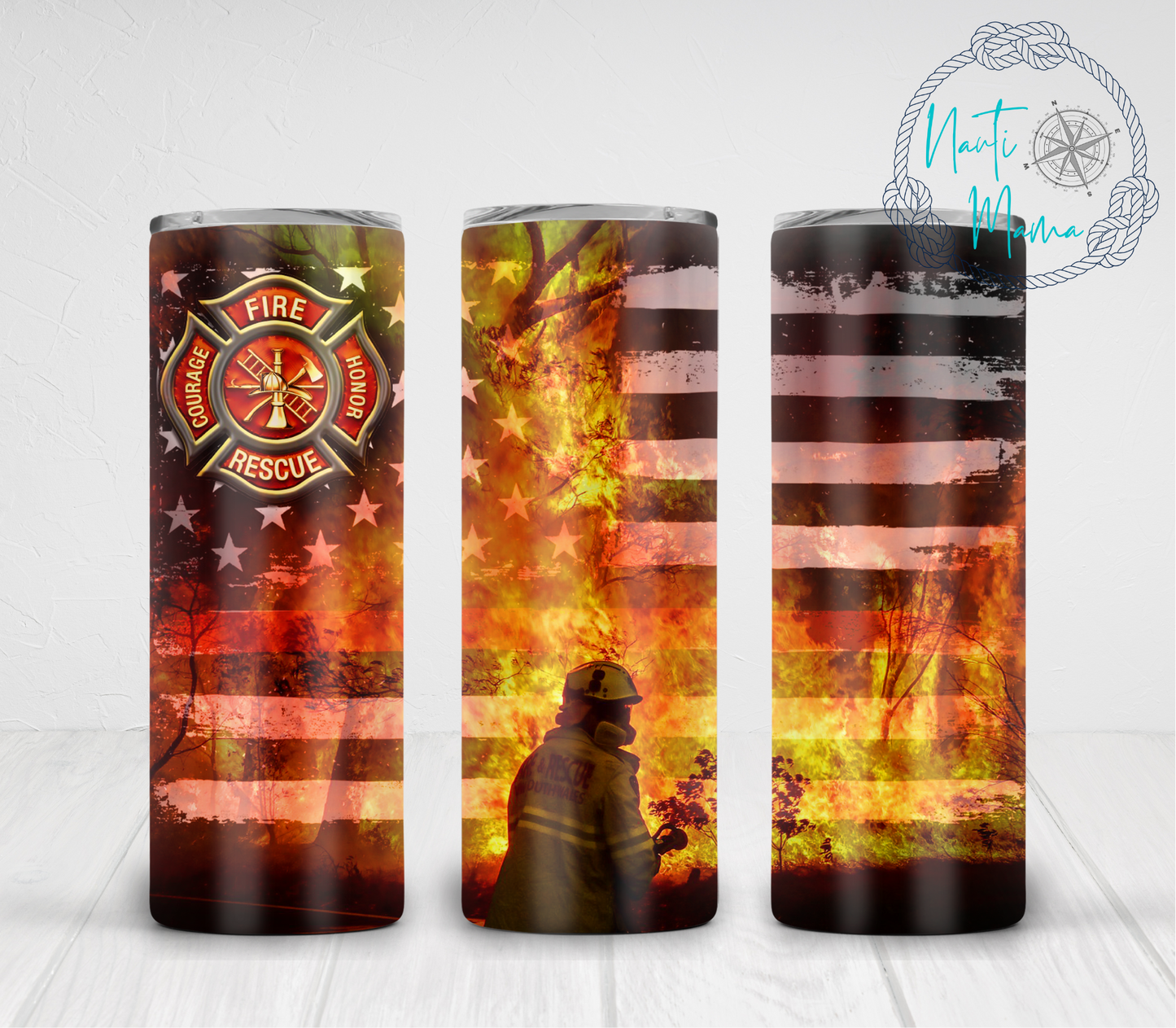 Fire Fighter 20 oz skinny tumbler