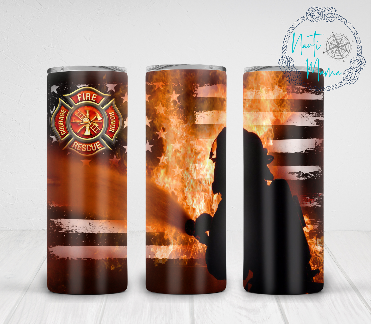 Fire Fighter 20 oz skinny tumbler