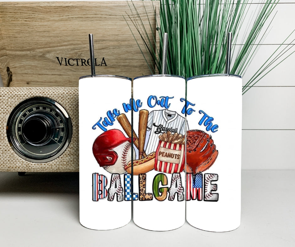 Take Me Out to the Ballgame 20 oz skinny tumbler