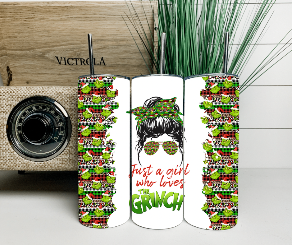 Just a Girl Who Loves the Mean Green Guy 20 oz skinny tumbler